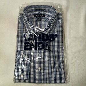 Lands End Mens No Iron 100% Supima Tailored Fit Dress Shirt Long Sleeve 17.5-36T